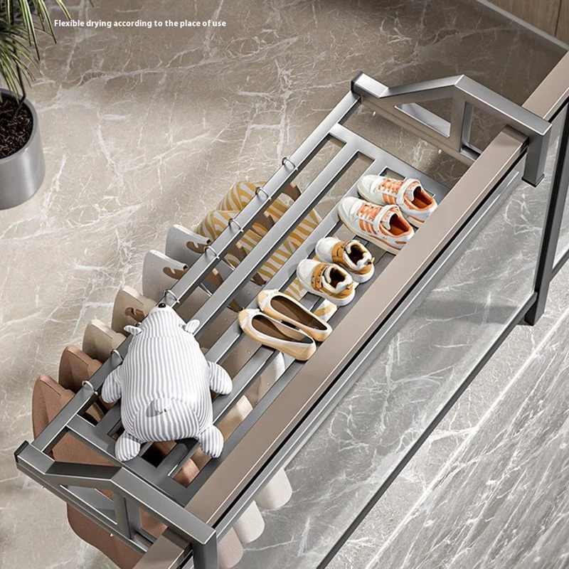 100x39.5x20cm Balcony Drying Rack Window Railing Clothes Hanger Shoe Drying Rack for Home - Tarnish