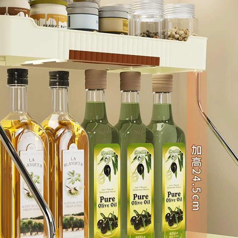 Narrow Kitchen Counter Organizer Rack Spice Bottle Storage Shelf for Home - White