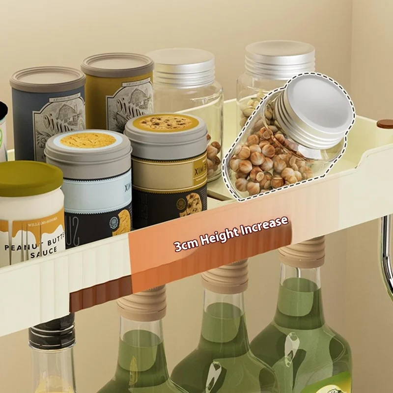Kitchen Counter Organizer Rack Spice Bottle Storage Shelf, Wide Version - White