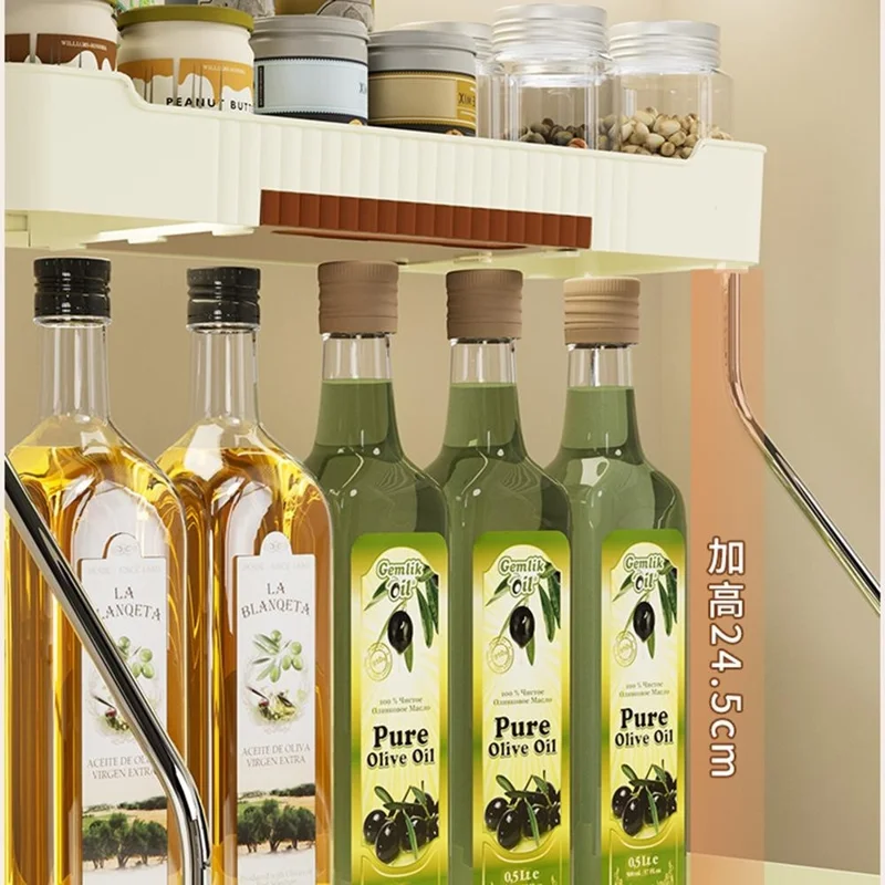 Kitchen Counter Organizer Rack Spice Bottle Storage Shelf, Wide Version - White