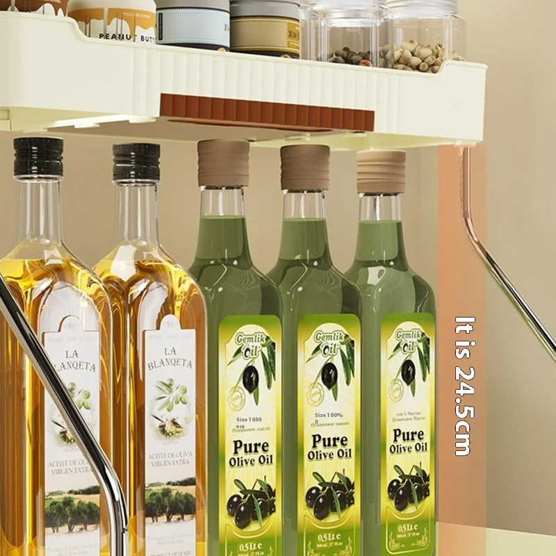 2-lagers kökshylla för förvaring av kryddflaskor, beige