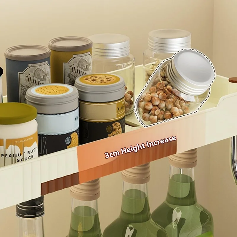 2-Layer Kitchen Countertop Organizer Rack Spice Bottle Storage Shelf for Home - White