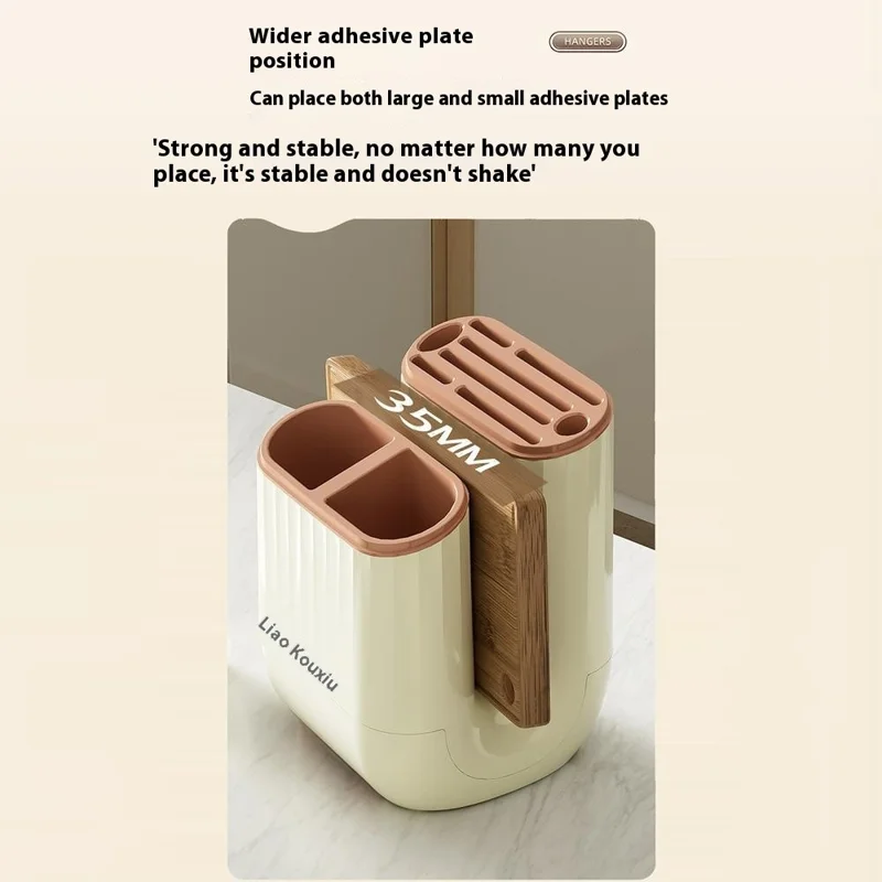 Organizador de Bloco de Faca de Cozinha, Suporte para Tábua de Corte, Rack de Armazenamento de Utensílios Removível e Drenável - Branco Creme