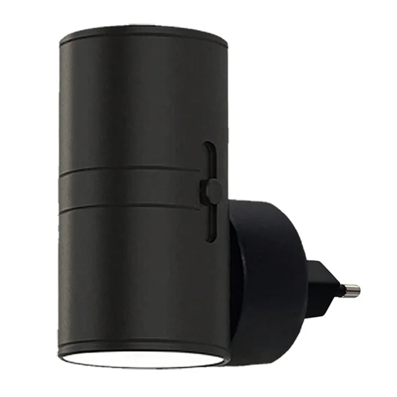 1Pc Cylindrical Bedside Lamp Auto Sensor 3 Color Changing LED Night Light with Remote Control, EU Plug - Black