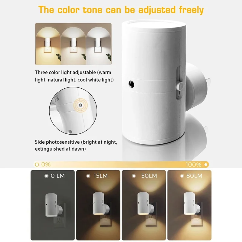 2Pcs Cylindrical Bedside Lamp Auto Sensor 3 Color Changing LED Night Light with Remote Control, EU Plug - Black