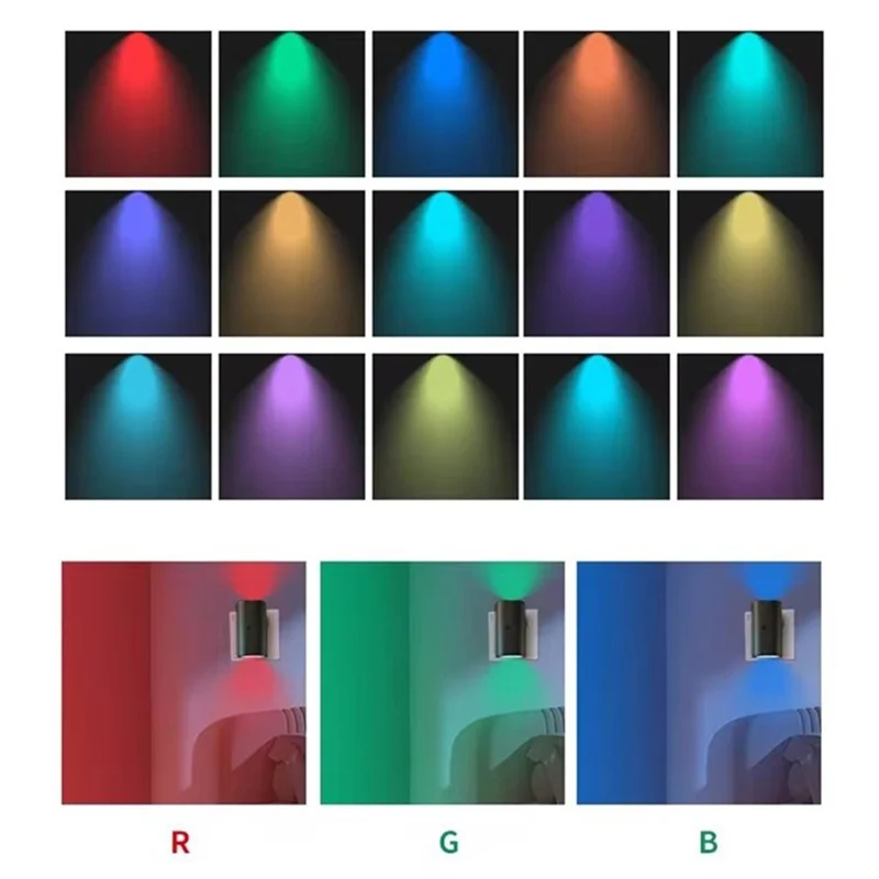 2Pcs RGB Cylindrical Mood Lamp for Bedroom Aluminum Shell LED Night Light with Remote Control, EU Plug - Black