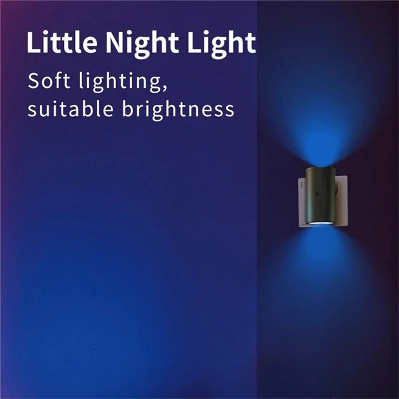 2Pcs RGB Cylindrical Mood Lamp for Bedroom Aluminum Shell LED Night Light with Remote Control, EU Plug - Black