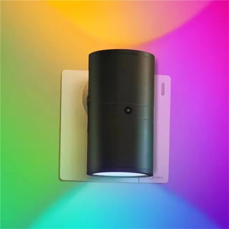 2Pcs RGB Cylindrical Mood Lamp for Bedroom Aluminum Shell LED Night Light with Remote Control, EU Plug - Black