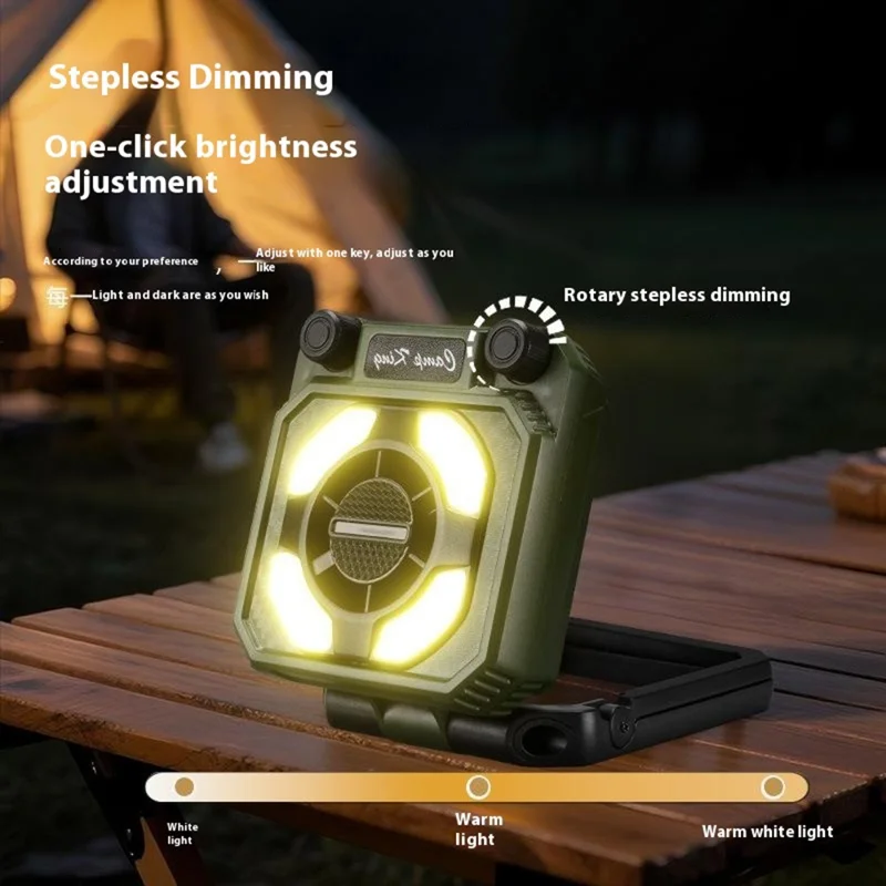 Camping Fan Light USB Rechargeable Portable Magnetic Tent Lamp with Digital Display - Army Green