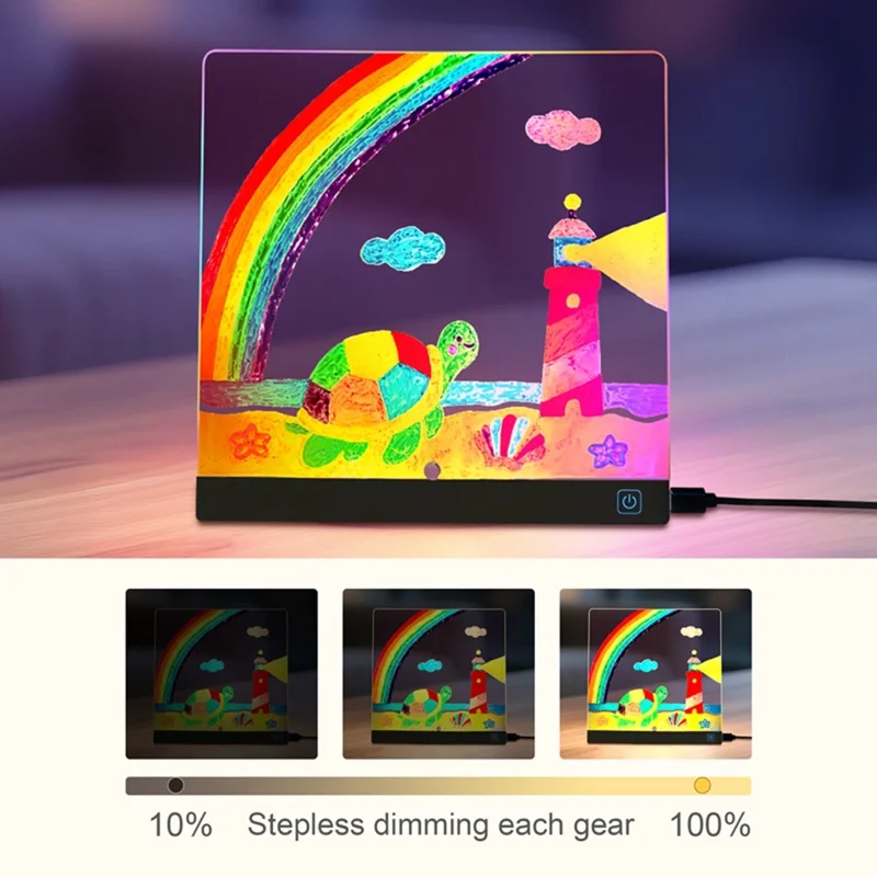 20 x 20cm LED Drawing Board for Kids Gift USB Powered Erasable Acrylic Illuminated Writing Tablet