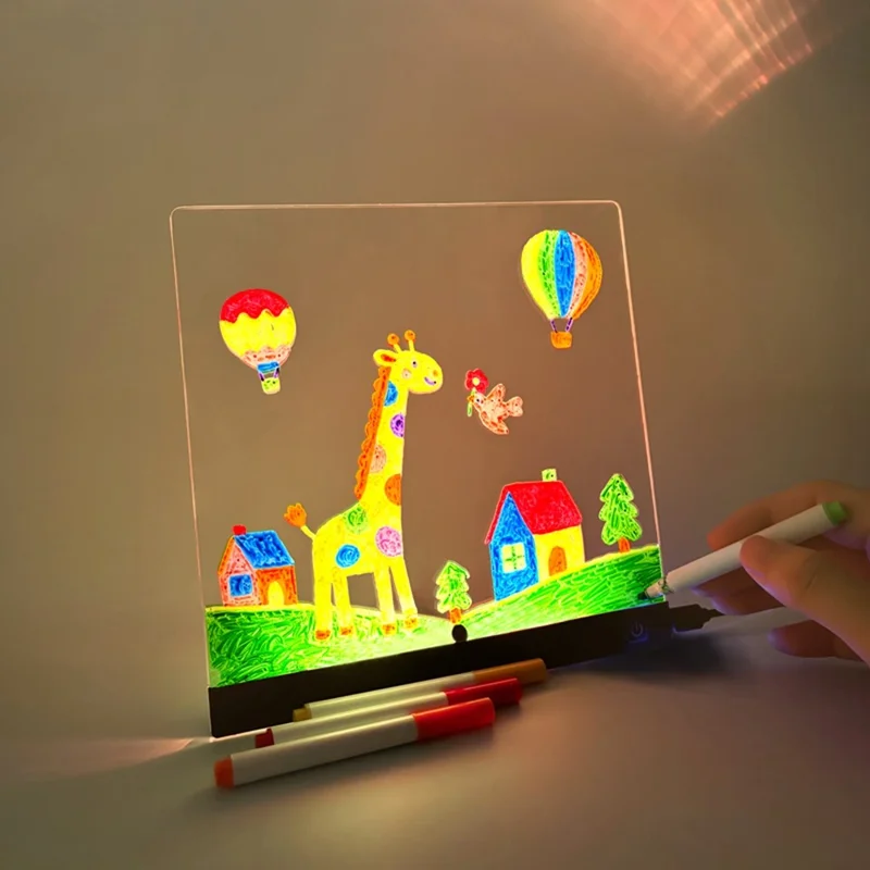 20 x 20cm LED Drawing Board for Kids Gift USB Powered Erasable Acrylic Illuminated Writing Tablet