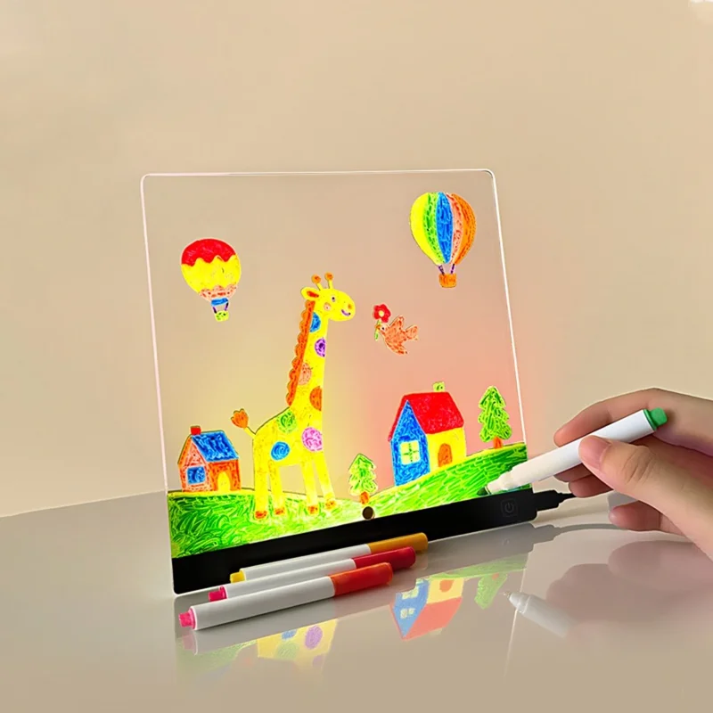 20 x 20cm LED Drawing Board for Kids Gift USB Powered Erasable Acrylic Illuminated Writing Tablet