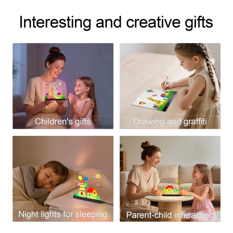 20 x 20cm LED Drawing Board for Kids Gift USB Powered Erasable Acrylic Illuminated Writing Tablet