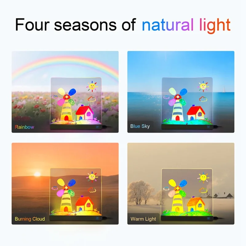 20 x 20cm LED Drawing Board for Kids Gift USB Powered Erasable Acrylic Illuminated Writing Tablet