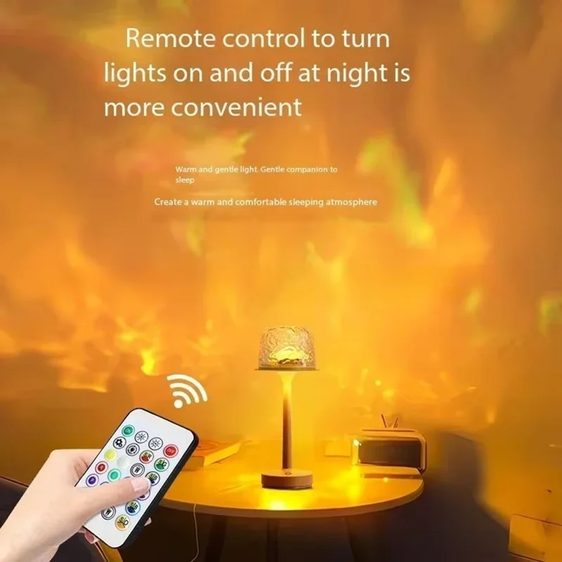 Rechargeable Wave Projector Lamp 16 Colors Table Light with Remote Control for Kids Bedroom