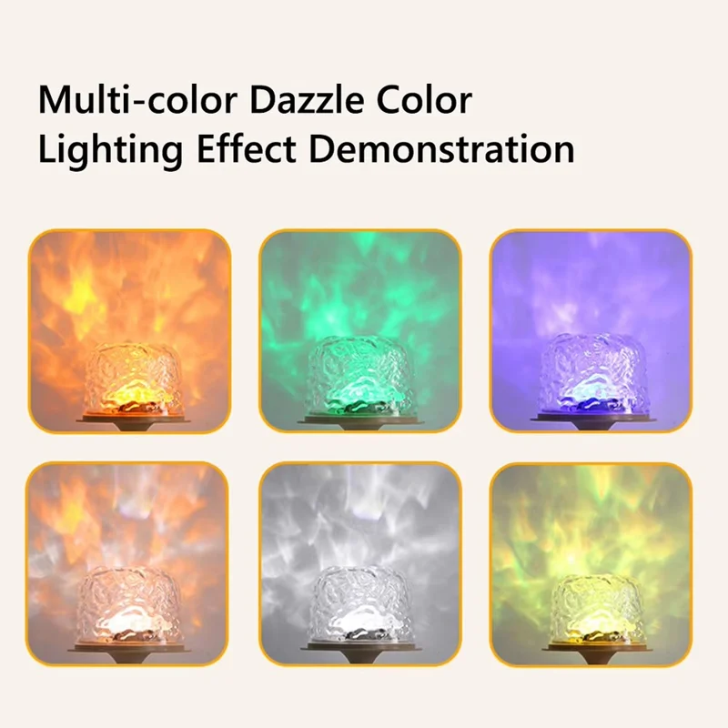 Rechargeable Wave Projector Lamp 16 Colors Table Light with Remote Control for Kids Bedroom