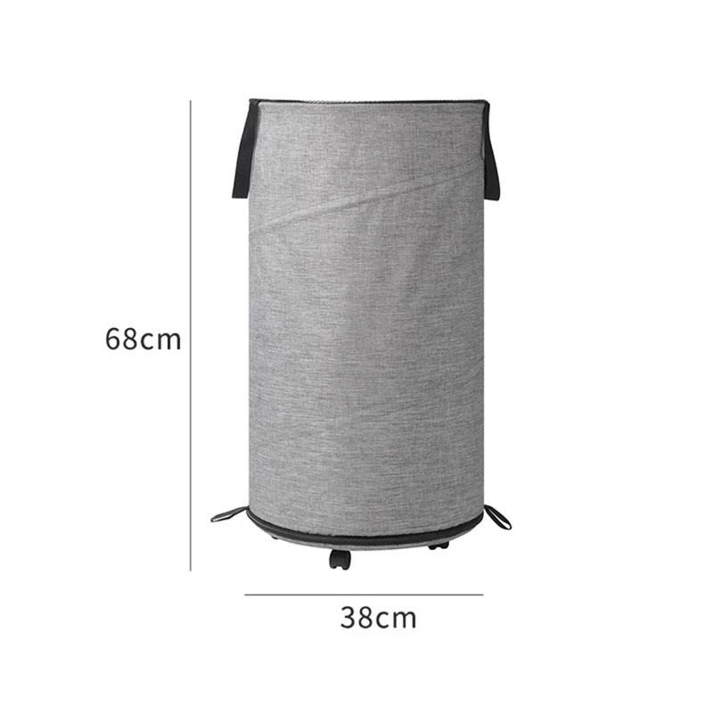Foldable Rolling Laundry Hamper Large Capacity Oxford Fabric Clothes Basket with Wheels and Straps - Grey