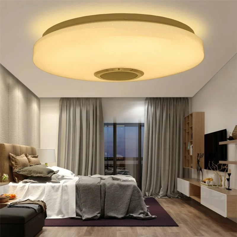 Round LED Music Ceiling Light  38CM 36W Bluetooth-Compatible Smart RGB Colorful Lamp Support Remote / APP Control