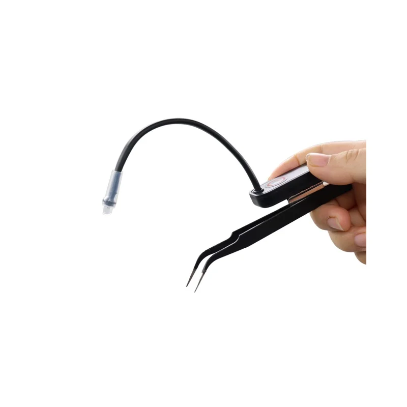 AL90 Mini Eyelash Glue Dryer with Tweezers Fast Drying Flexible Arm UV Light for Lash Extensions