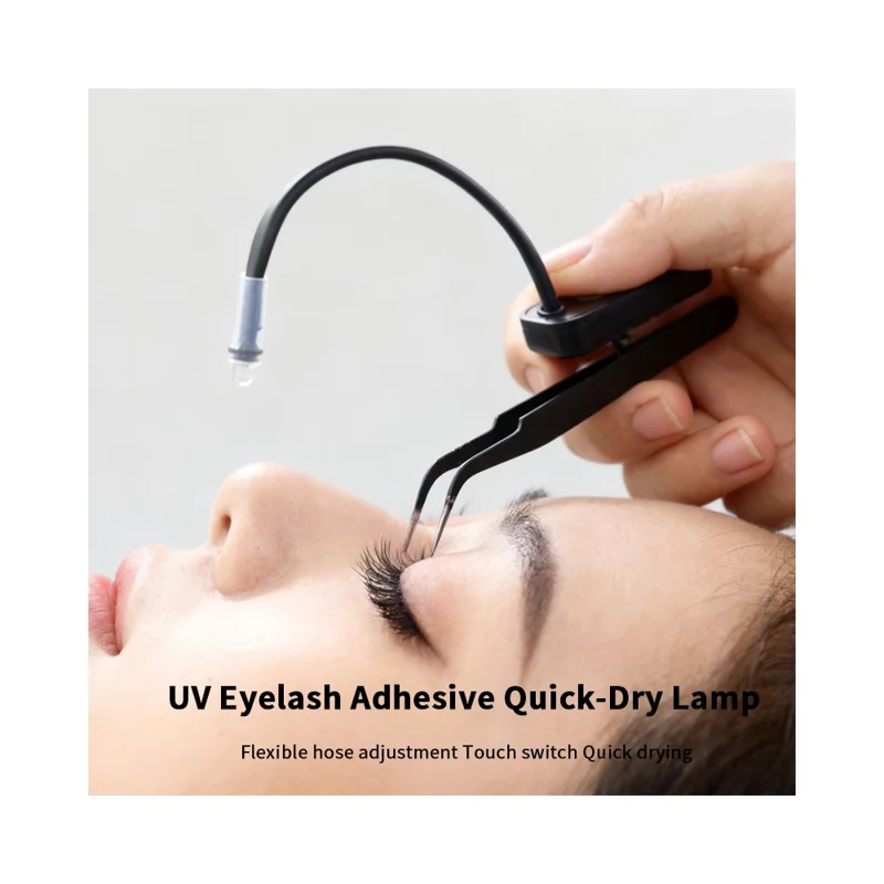 AL90 Mini Eyelash Glue Dryer with Tweezers Fast Drying Flexible Arm UV Light for Lash Extensions