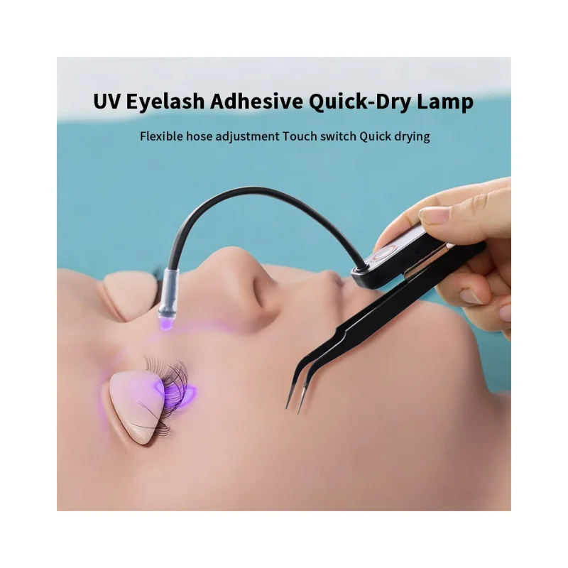 AL90 Mini Eyelash Glue Dryer with Tweezers Fast Drying Flexible Arm UV Light for Lash Extensions