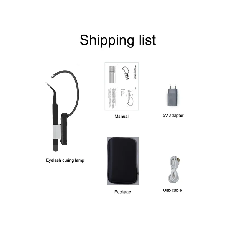 AL90 Mini Eyelash Glue Dryer with Tweezers Fast Drying Flexible Arm UV Light for Lash Extensions