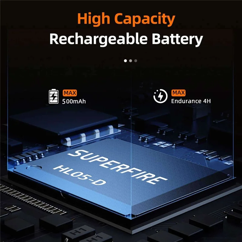 مصباح SUPERFIRE HL05-D المحمول LED رأس IP44 مقاوم للماء قابل لإعادة الشحن عبر USB مصباح كهربائي رأسي بـ 5 أوضاع