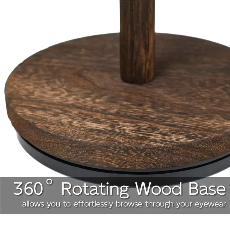 Wooden Sunglasses Organizer Jewelry Storage Eyewear Rotating Display Stand with Tray