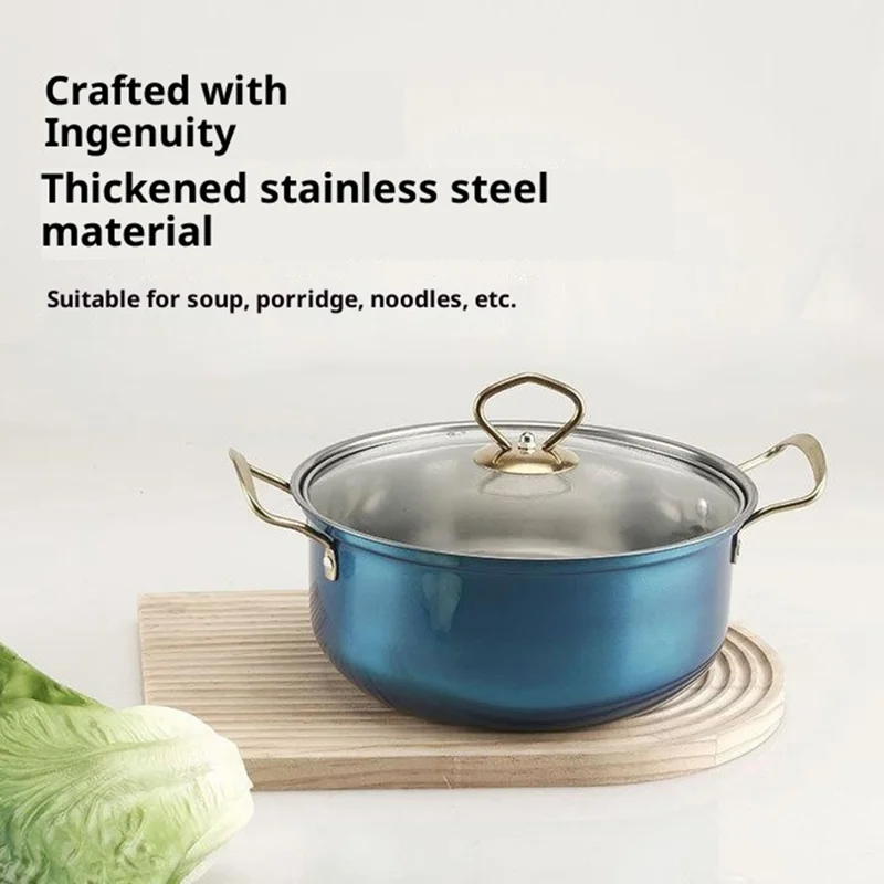 5PCS Stainless Steel Cookware Set Wire Handle 18-26cm Colorful Soup Pots Steamer with 5PCS Glass Lids