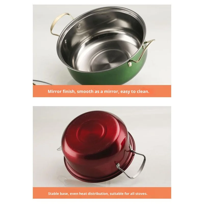 5PCS Stainless Steel Cookware Set Wire Handle 18-26cm Colorful Soup Pots Steamer with 5PCS Glass Lids