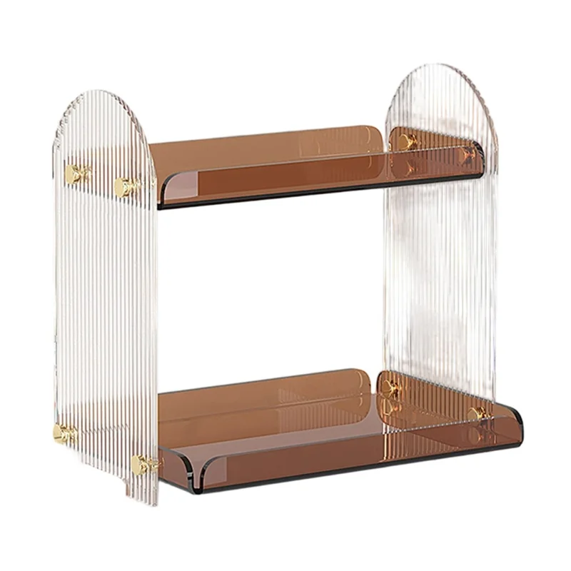 Acrylic Desktop Organizer Multi-Tier Cup Holder Storage Rack Display Stand for Office Living Room - Striped Texture