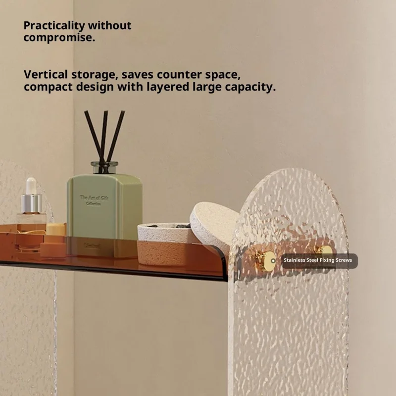 Acrylic Desktop Organizer Multi-Tier Cup Holder Storage Rack Display Stand for Office Living Room - Striped Texture