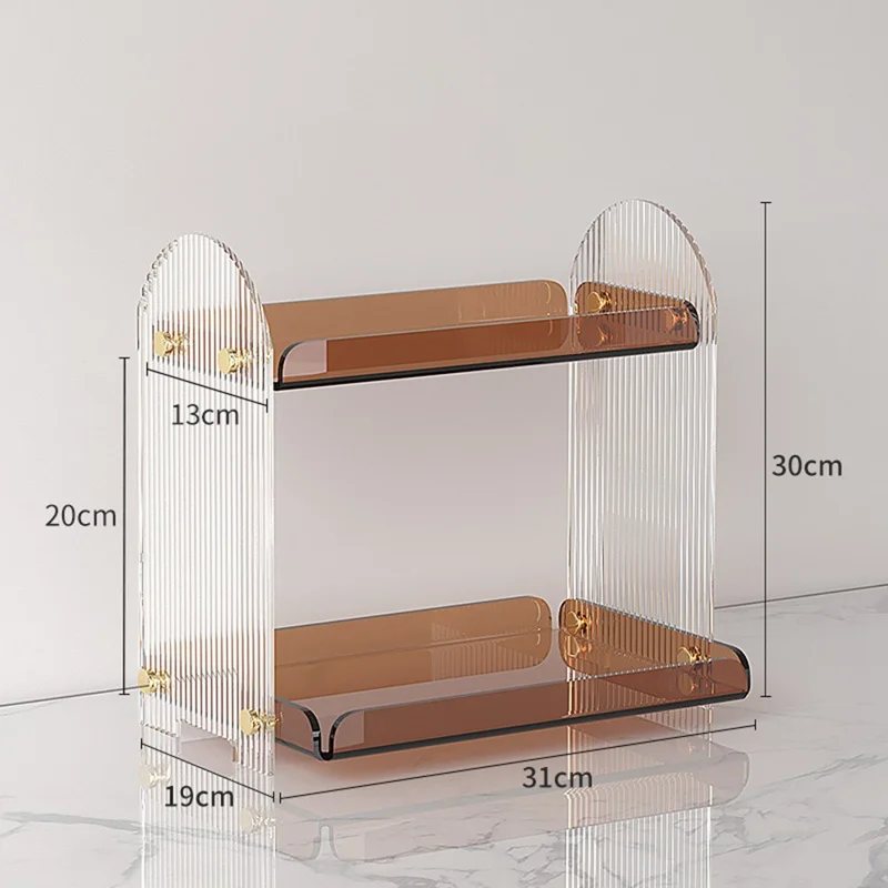 Acrylic Desktop Organizer Multi-Tier Cup Holder Storage Rack Display Stand for Office Living Room - Striped Texture