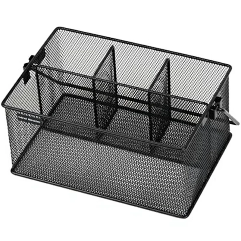Handled Cutlery Organizer Basket Carbon Steel Divided Utensil Storage Drying Rack for Kitchen