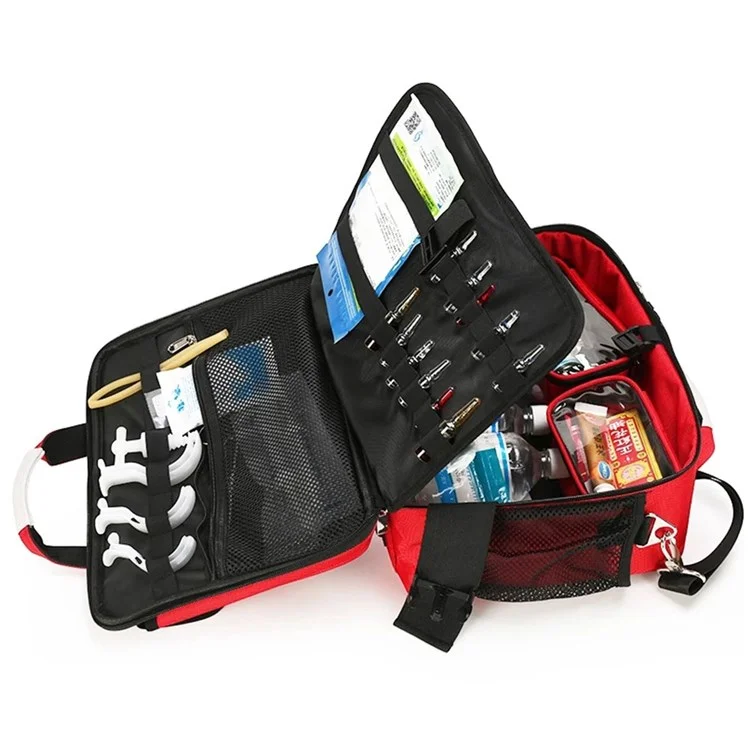 Sac de Premiers Soins Grand Infirmière Kit Médical Extérieur D'urgence de Traitement Médical D'équipement Organisateur de Stockage - Rouge