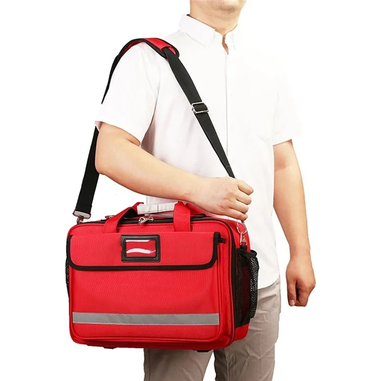 First Aid Bag Large Nurse Medical Kit Outdoor Emergency Medical Treatment Equipment Storage Organizer Shoulder Bag Medicine Duffel - Red