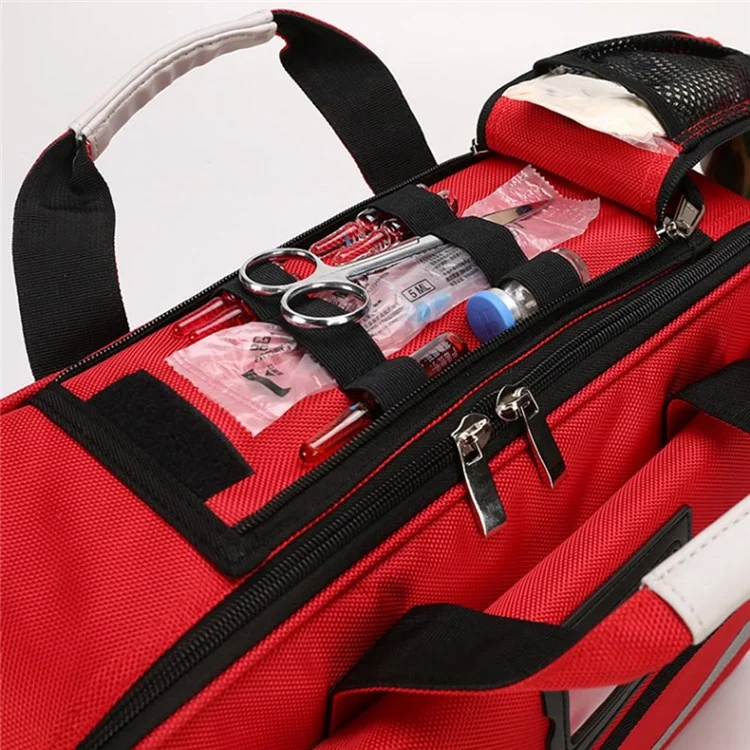 First Aid Bag Large Nurse Medical Kit Outdoor Emergency Medical Treatment Equipment Storage Organizer Shoulder Bag Medicine Duffel - Red