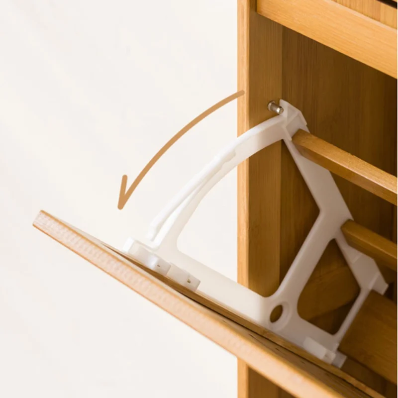 2-Tier 50cm Length Vintage Ultra Thin Shoe Cabinet Entryway Storage Rack Flip-Down Door Space Saving for Home - Burlywood