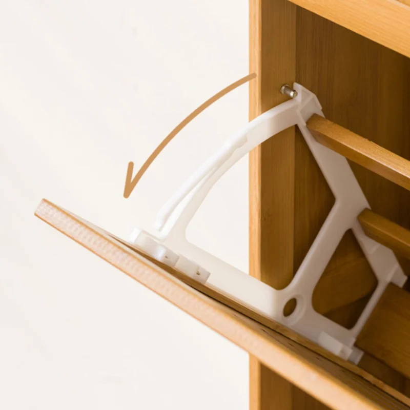 2-Tier 70cm Length Vintage Ultra Thin Shoe Cabinet Entryway Storage Rack Flip-Down Door Space Saving for Home - Burlywood