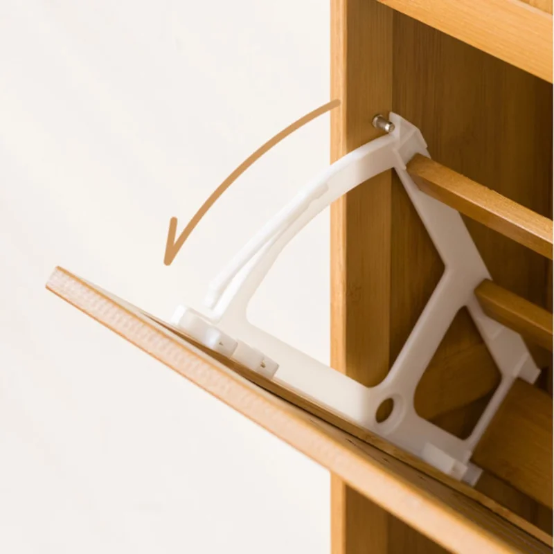 3-Tier 50cm Length Vintage Ultra Thin Shoe Cabinet Entryway Storage Rack Flip-Down Door Space Saving for Home - Burlywood