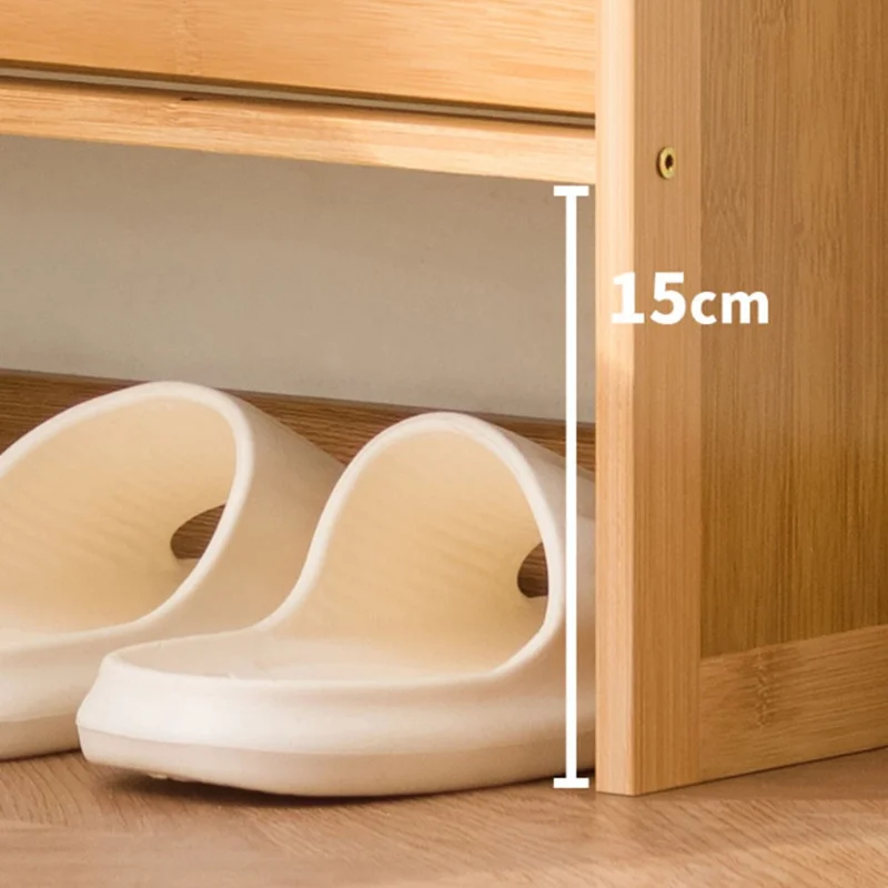 3-Tier 50cm Length Vintage Ultra Thin Shoe Cabinet Entryway Storage Rack Flip-Down Door Space Saving for Home - Burlywood