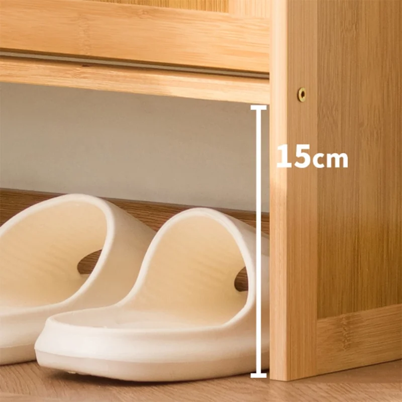 3-Tier 70cm Length Vintage Ultra Thin Shoe Cabinet Entryway Storage Rack Flip-Down Door Space Saving for Home - Brown