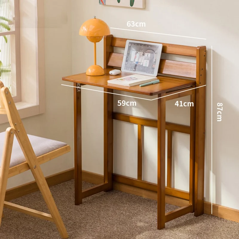 63 x 41 x 87cm Folding Table Compact Portable Computer Desk for Home Office Study Children Learning - Brown