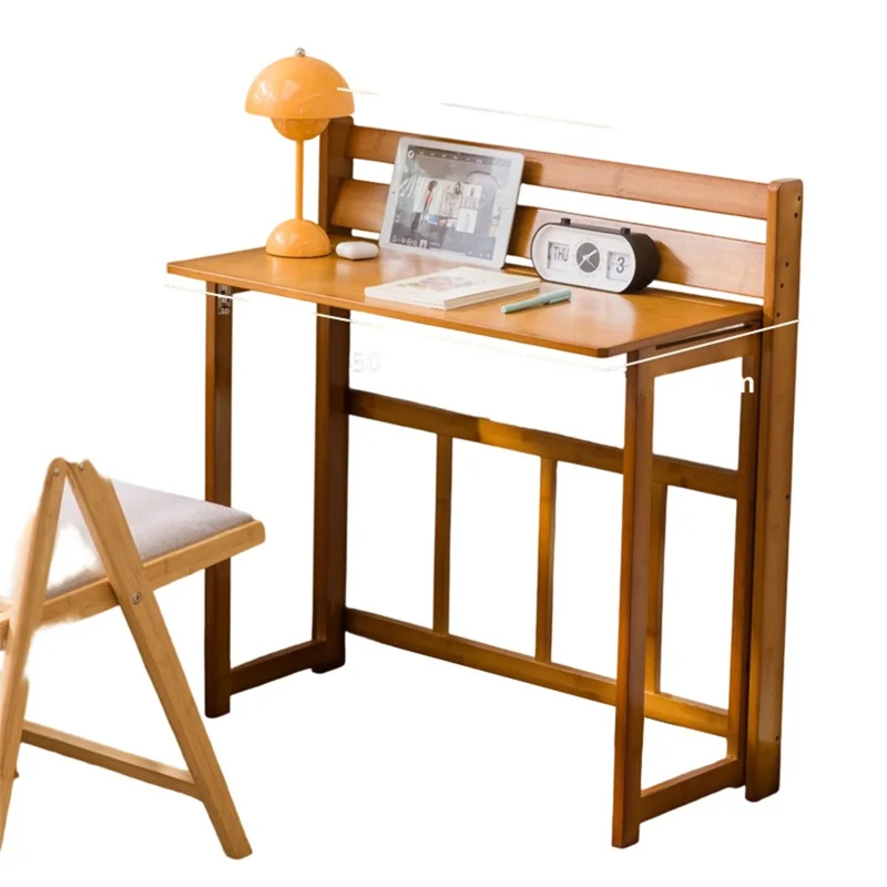 84 x 41 x 87cm Folding Table Compact Portable Computer Desk for Home Office Study Children Learning - Brown