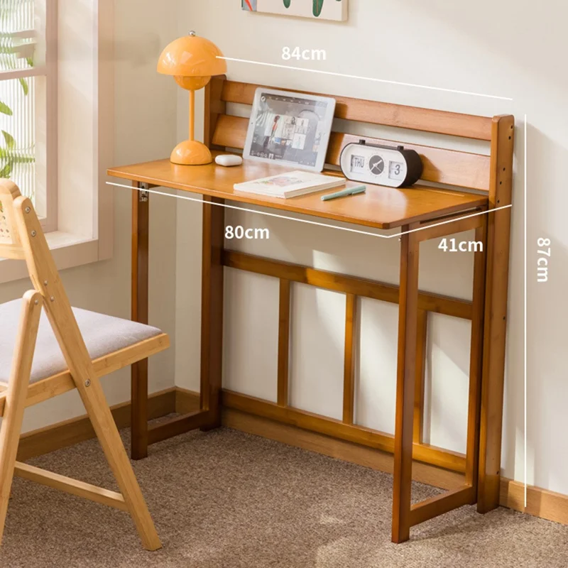 84 x 41 x 87cm Folding Table Compact Portable Computer Desk for Home Office Study Children Learning - Brown
