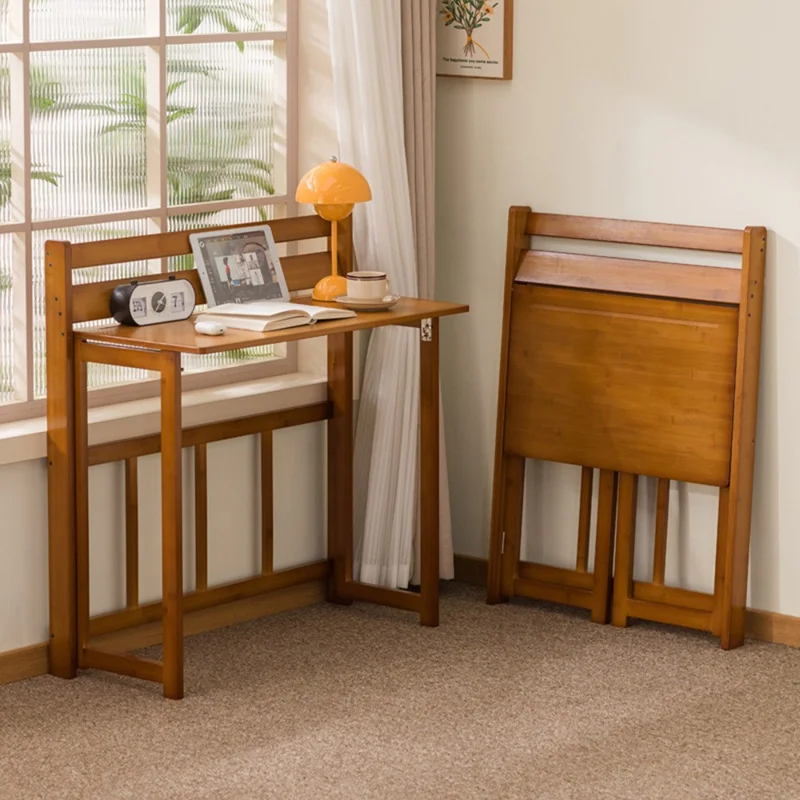 84 x 41 x 87cm Folding Table Compact Portable Computer Desk for Home Office Study Children Learning - Brown