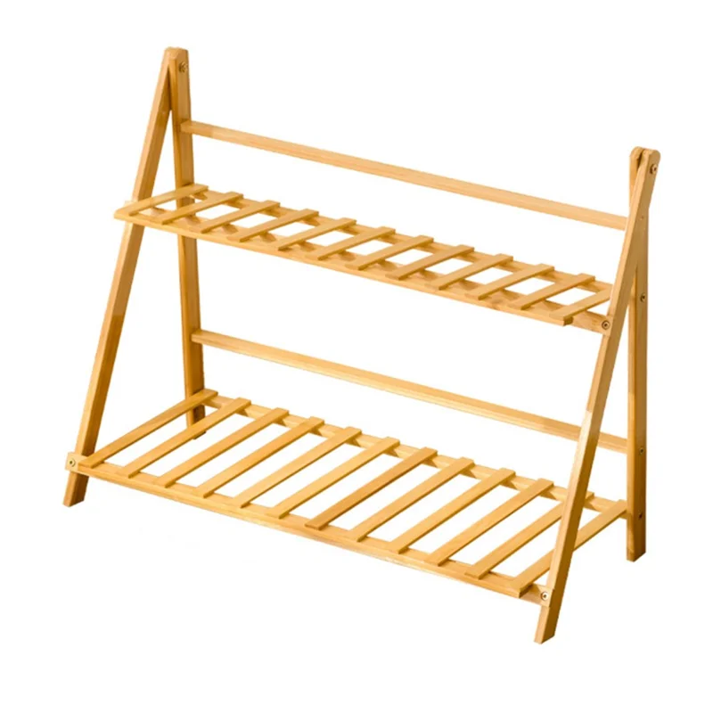 2-lags klappbart træplante stativ 70 cm, indendørs blomsterhylde, stigeformet display rack til hjemmet / have / balkon