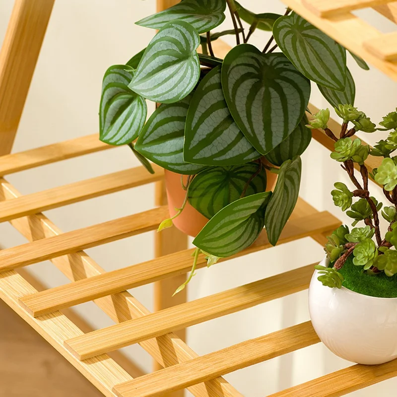 2-lags klappbart træplante stativ 70 cm, indendørs blomsterhylde, stigeformet display rack til hjemmet / have / balkon