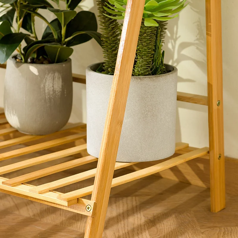 2-lags klappbart træplante stativ 70 cm, indendørs blomsterhylde, stigeformet display rack til hjemmet / have / balkon