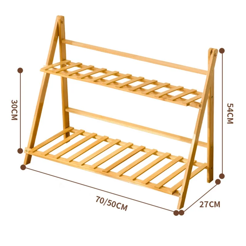 2-lags klappbart træplante stativ 70 cm, indendørs blomsterhylde, stigeformet display rack til hjemmet / have / balkon